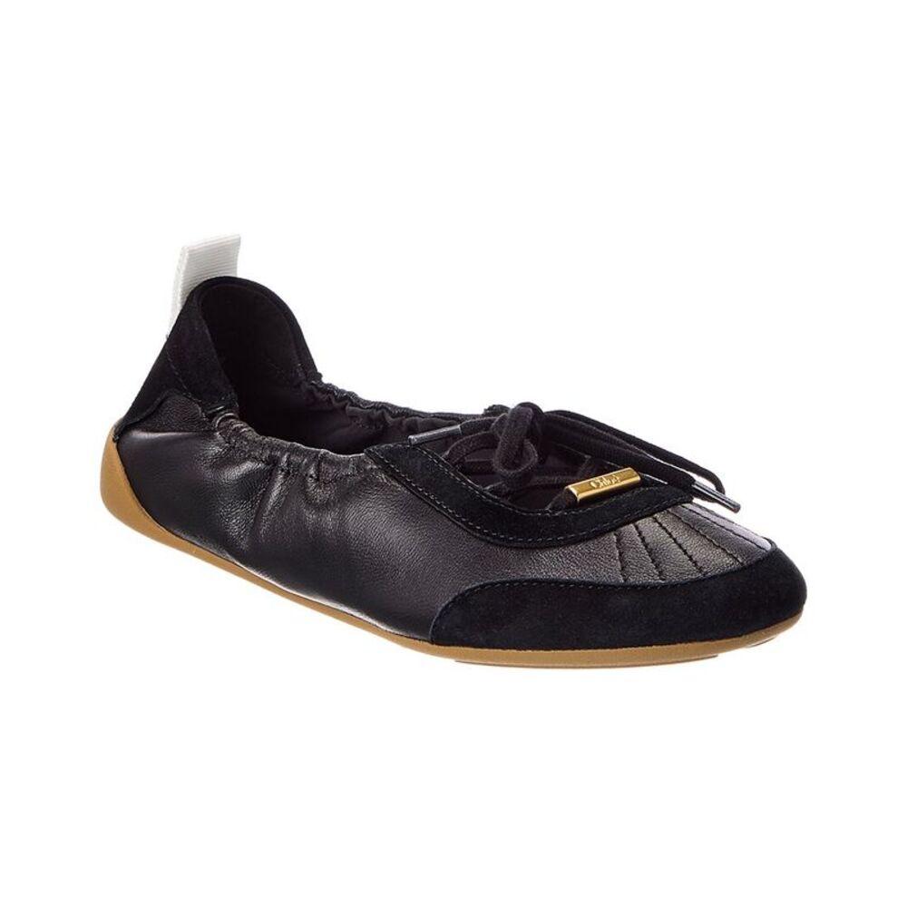 Chloé Kick Leather & Suede Ballerina Sneaker, Black